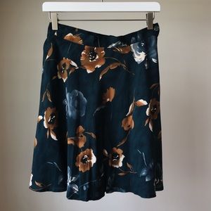 Navy blue floral 90s mini skirt, vintage, flowy